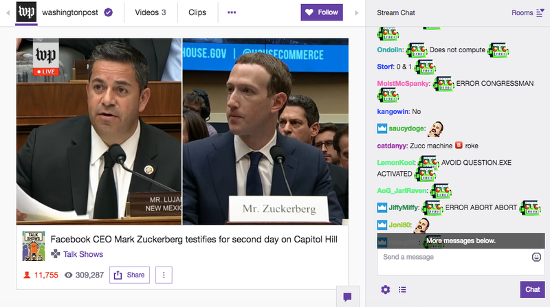 Illustration for article titled Twitch's Roasting of Mark Zuckerberg Is The Most 2018 Thing